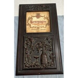 Vintage Tuscan / French Country home decor Wine Vineyard Carved Wood Panel